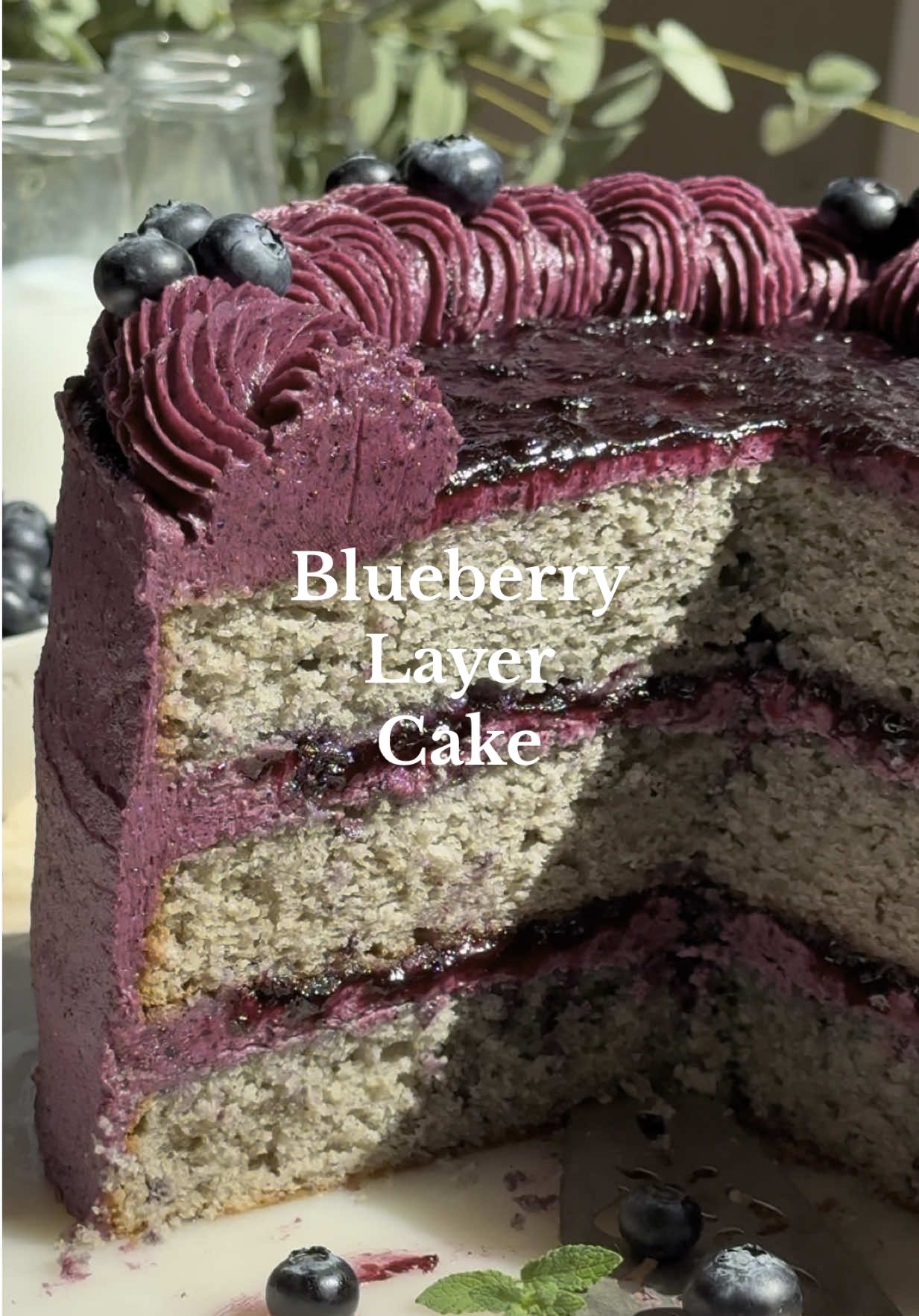 Finally! A Blueberry Cake that ACTUALLY tastes like blueberry! The cake layers, frosting, & filling are all blueberry flavored 🥳🫐 #blueberry #cakedecorating #caketok #fypage #bakingrecipe 
