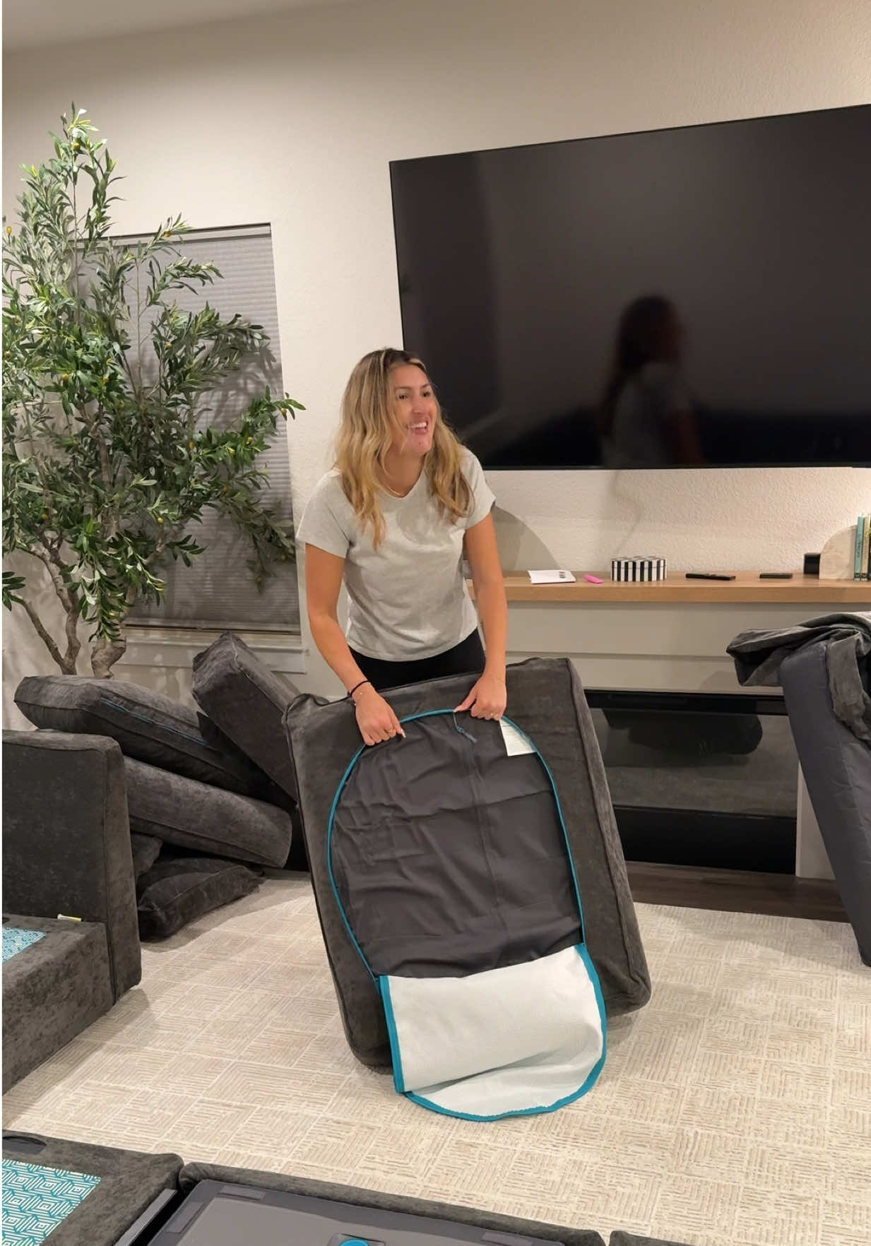 Putting the covers on felt like dressing her up for her big debut. She's cozy, washable, and built for real life #Lovesacpartner #neeniesteenie #fyp @Lovesac 