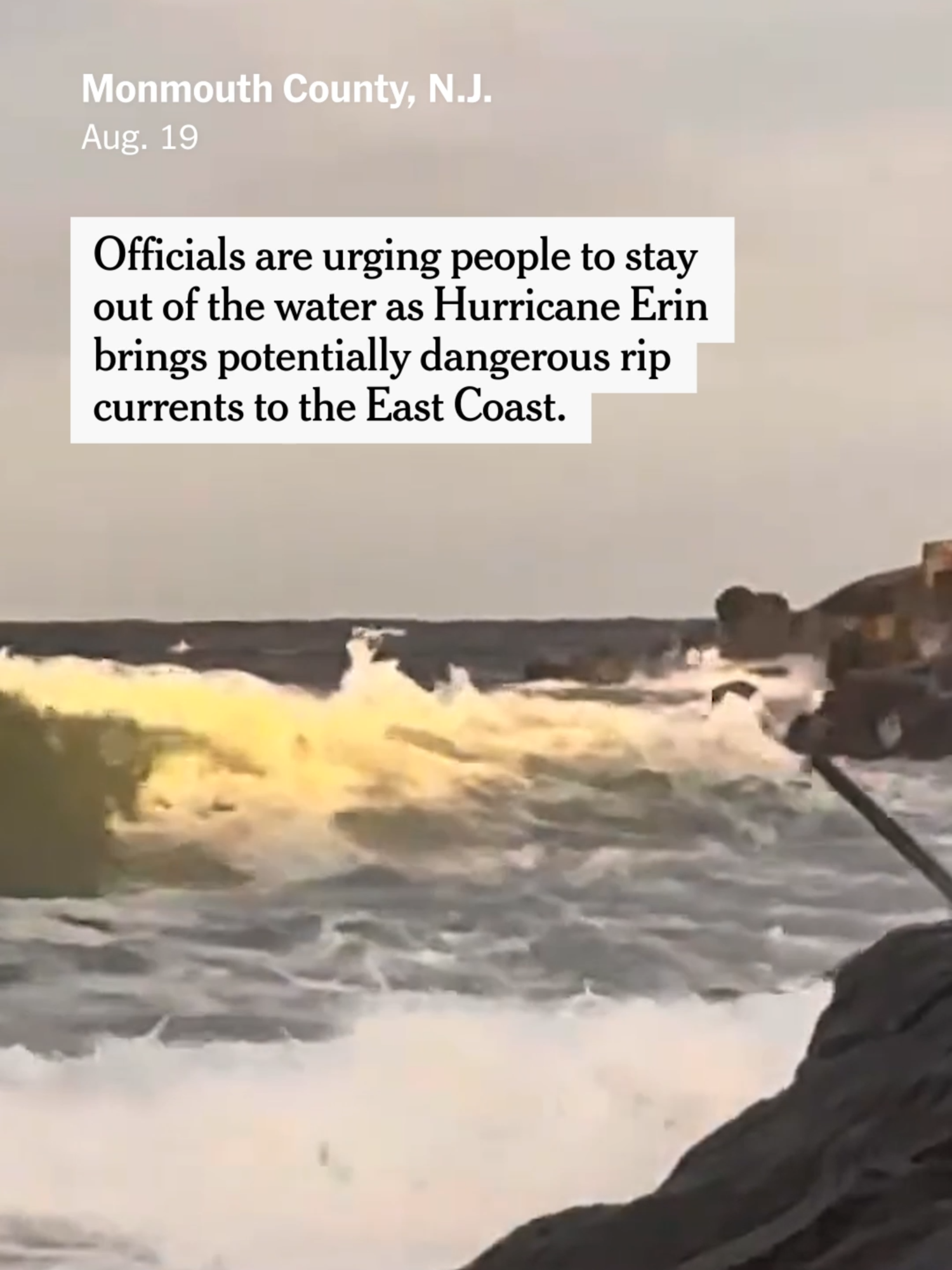 Powerful rip currents unleashed by Hurricane Erin this week are forcing beaches from Florida to New England to close or to issue warnings that even strong swimmers who venture into the water could be swept out to sea. #HurricaneErin