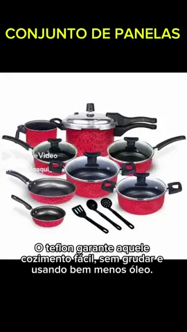 Jogo de Panelas Teflon Munique 11 Pçs com Panela de Pressão fechamento externo de 2.5L #shope #venda #panela #casa 
