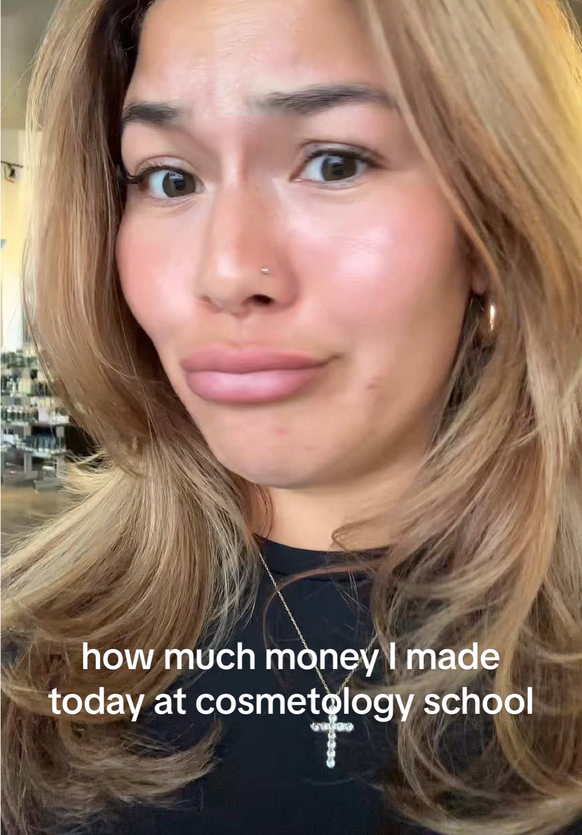 how much money I made today at cosmetology school!!! REMINDER THAT ANYTHING IS BETTER THAN $0!!!! And even $0 is still experience!!! Grateful for every single client and dollar 👏🏼  #cosmetologyschool #cosmetologystudent #paulmitchelltheschool #hairstylist 