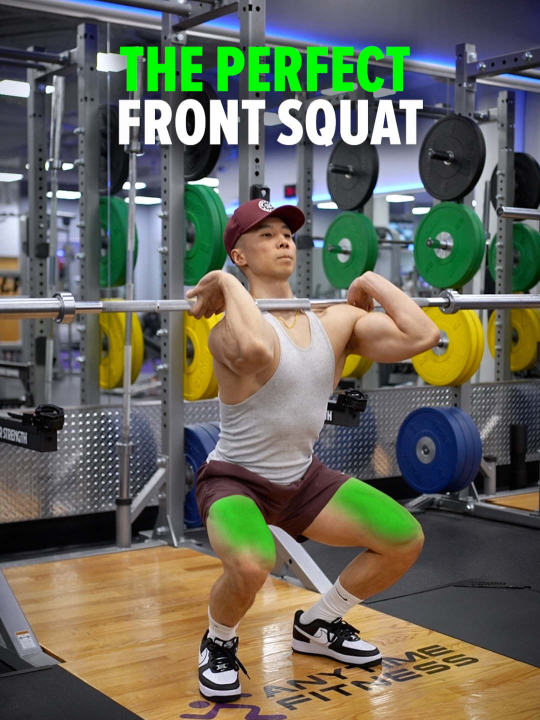 Size & Shred Training Program 👉🏻 deltabolic.com ✅ The PERFECT Front Squat 1) Grip the bar just outside shoulder width 2) Rest it securely across your front delts 3) Bend your wrists back with the thumbs loose and let the bar sit mainly on your middle three fingers 4) Maintain a neutral spine (avoid rounding) 5) Lift your elbows so your upper arms are parallel or slightly above your shoulders, creating a solid “shelf” 6) Drive up without letting your knees cave — push them slightly outward #frontsquat