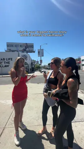 Part 1: TA3 takes over Melrose! What’s your biggest horror story when it comes to swimwear? 👀  Our lovely host: 🎤 @amitiss jamal 💓 #streettakeover #streettok #swimsuitcheck #horrortok #horrorstories 