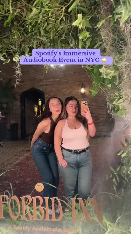 spent the day with my bestie & visited The Foribid-Inn at the Bowery Hotel by @Spotify 🖤their first ever immersive audiobook event for all the lovers of romance & fantasy stories ⭐️ it was so much fun getting my portrait drawn, doing tarot card readings & spending time w my bestie 🫶🏻 @belen  #kriscoh #spotify #nycevents #BookTok #romantasy 
