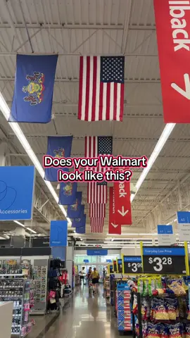 I was shopping and looked up to see our Pennsylvania State Flag along side the United States Flag! Does your @Walmart look like this?  If so; where? #foryoupage #walmart #patriotic #pennsylvania #usatiktok🇺🇸  