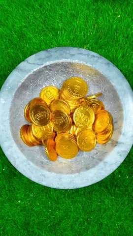 Oddlysatisfying crushing golden coins into chocolate 🍫😱 #asmr #satisfying #wow