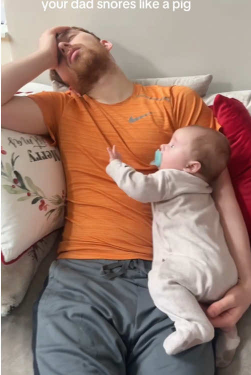 Baby’s reaction when dad snores 😴#foryou #baby #funny #funnyvideos #fyp #tiktok #cute 