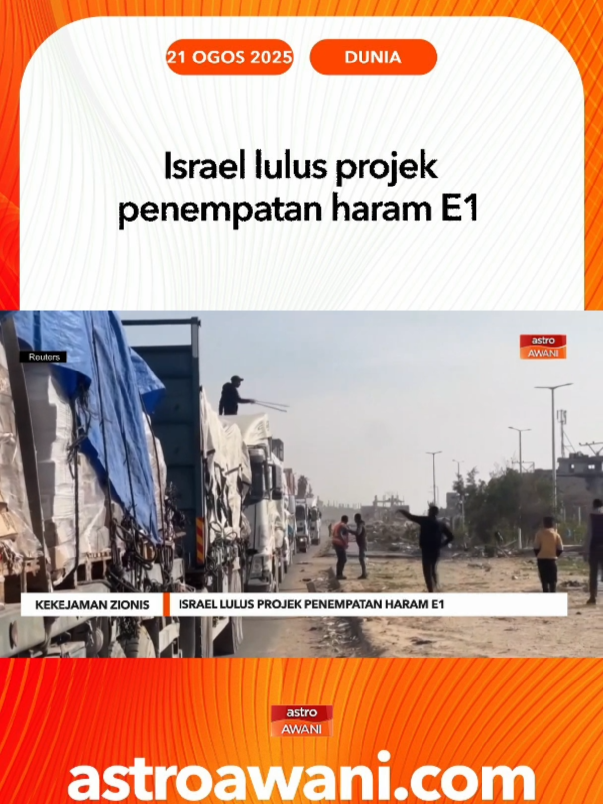Israel meluluskan secara muktamad projek penempatan haram baharu E1 yang kontroversi dan dianggap bakal memusnahkan prospek penyelesaian dua negara. #AWANInews