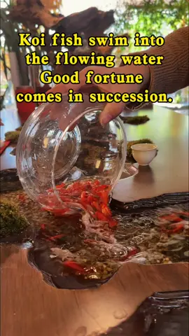 Our koi swim in the gentle currents of the tea table, bringing endless waves of good luck and tranquility to your space.#koi #teatime #fish #coffeetable #teatable #chinesestyle #diningtable 