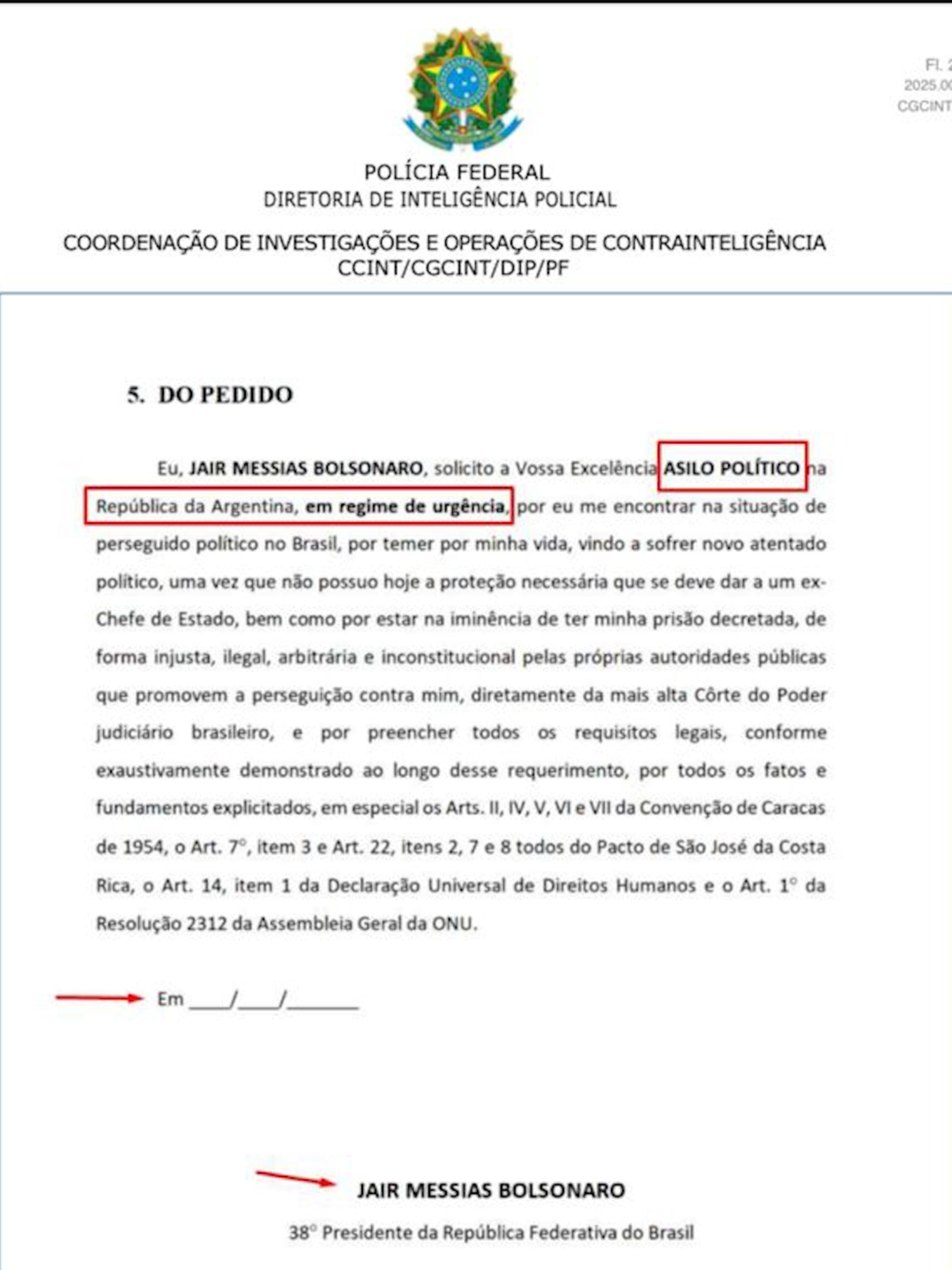 PLANO DE FUGA | O ex-presidente Jair Bolsonaro guardava um pedido de asilo político destinado ao presidente Javier Milei, da Argentina, em seu celular, segundo investigação da Polícia Federal (PF) entregue ao Supremo Tribunal Federal (STF) nesta quarta-feira (20). A justificativa apresentada para o pedido de asilo seria uma suposta perseguição política no Brasil. O pedido foi criado após o início das investigações da tentativa de golpe de estado em fevereiro de 2024. O documento de 33 páginas está está vinculado ao nome de Fernanda Bolsonaro, mulher de seu filho, Flávio Bolsonaro, de acordo com a PF. Nesta quarta-feira, Jair Bolsonaro e seu filho, o deputado Eduardo Bolsonaro (PL-SP), foram indiciados pela PF por coação no curso do processo da trama golpista. #bolsonaro #pl #golpe #politica #pf #stf #moraes #tvtnews #noticias
