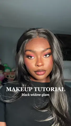 ignore the hairline & warm foundation i’m going through it rn 😪  > PRODUCTS all products are listed with shades & linked on my benable! > 🏷️s #makeuptutorial #redeyeshadowlook #blackgirlmakeup #grunge #blackwidow 