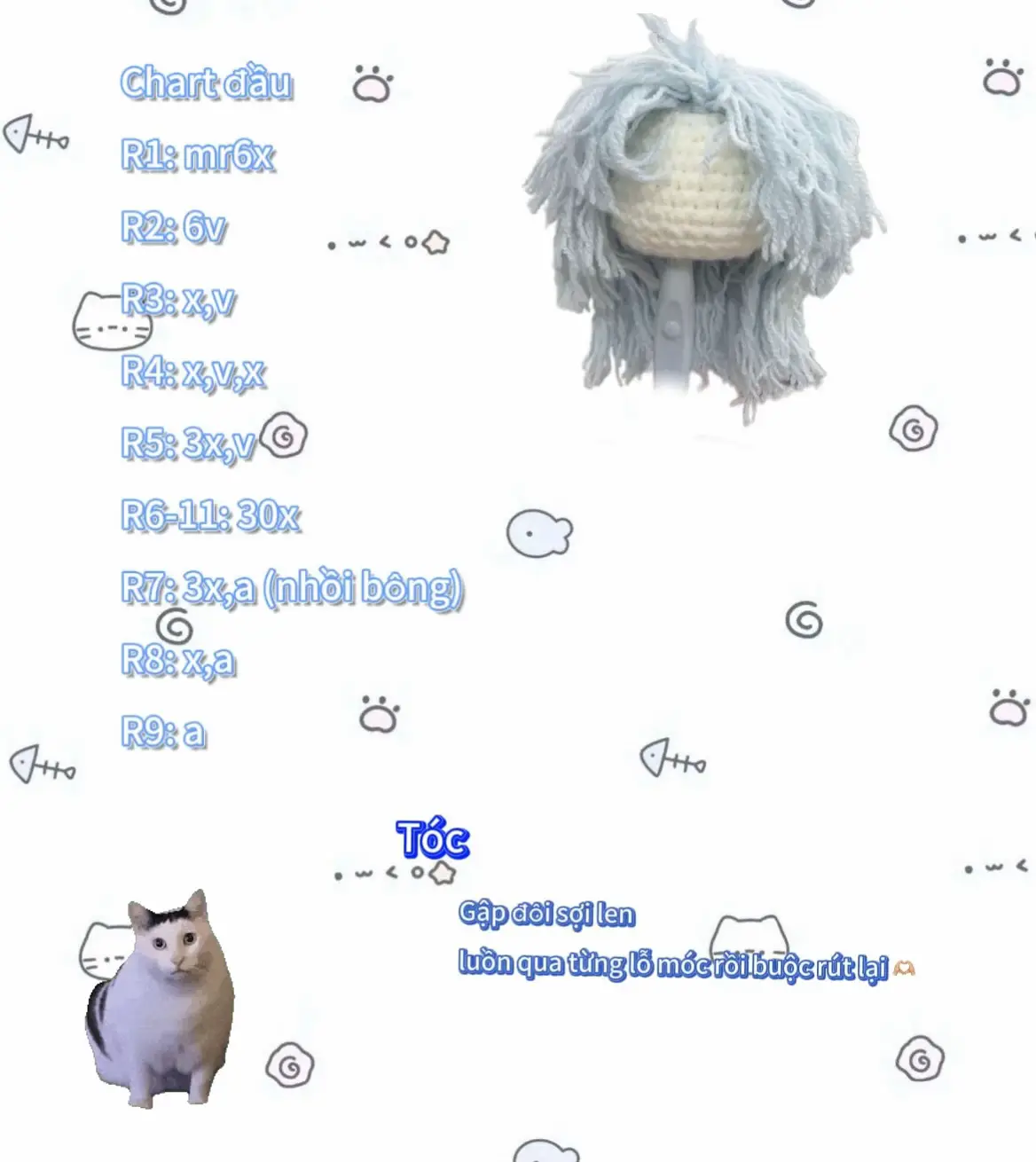 Chart đầu đẹp trai và kiểu tóc có thể chơi trên doll 🫶🏼✨ #len🧶 #chart #moclen #xuhuong 