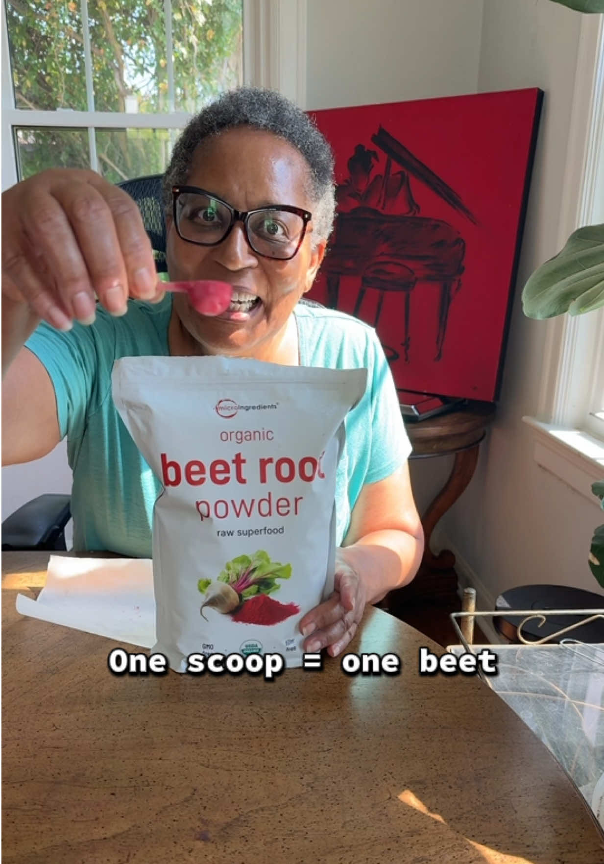 One scoop equals one beet. Get it at the cart. MicroIngredients organic beet root powder.  #organicbeetrootpowder  #beets  #beetrootpowder  #microingredients   #tiktokshopcreatorpicks 
