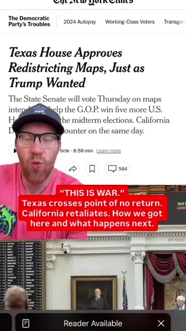 Breaking: Texas House Republicans approve plan to eliminate 5 democrats from Congress. Threatens Texas Democrats with arrest. California responds. . Did Texas just solidify a majority to protect Trump, or did they just shoot themselves in the foot?