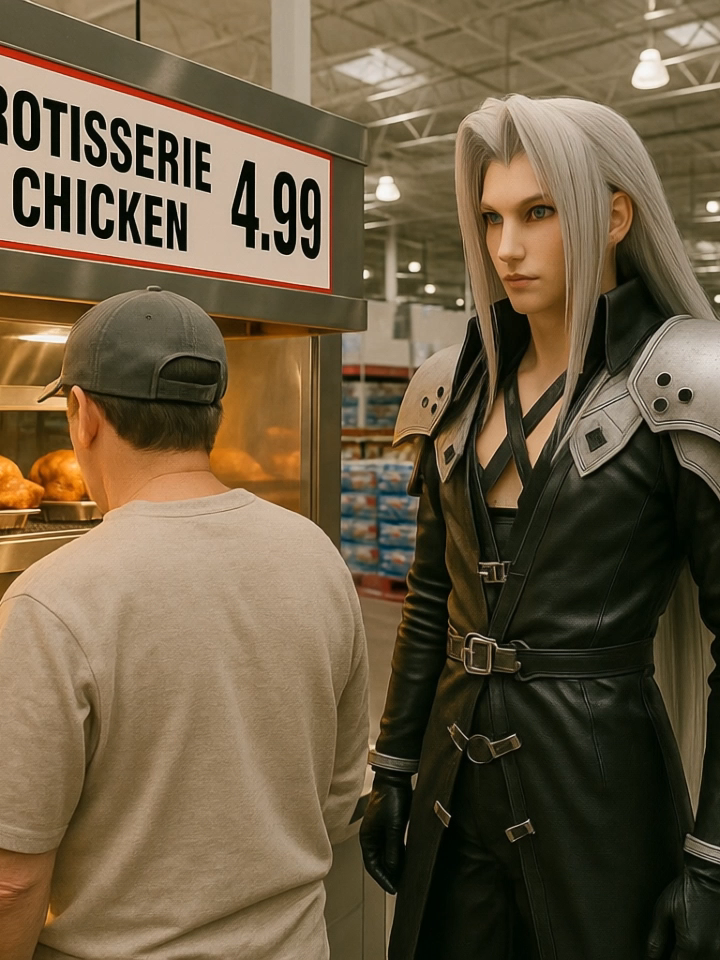 Sephiroth on Another Costco Run #finalfantasy #sephiroth #ff7remake #retrogaming #klingai #chatgpt #costco