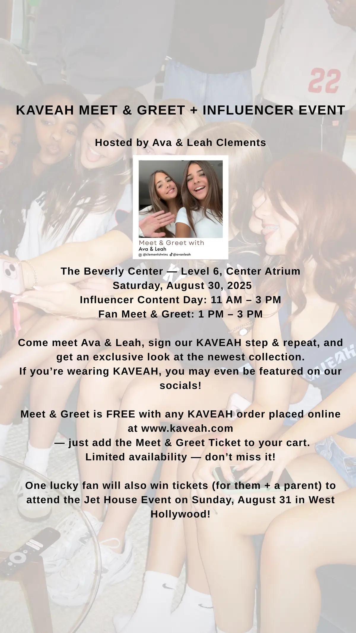 Who’s Comin!! #MeetAndGreet #InfluencerEvent #TeenStyle #OOTDInspo #TikTokStyle @ava @leah @KAVEAH 