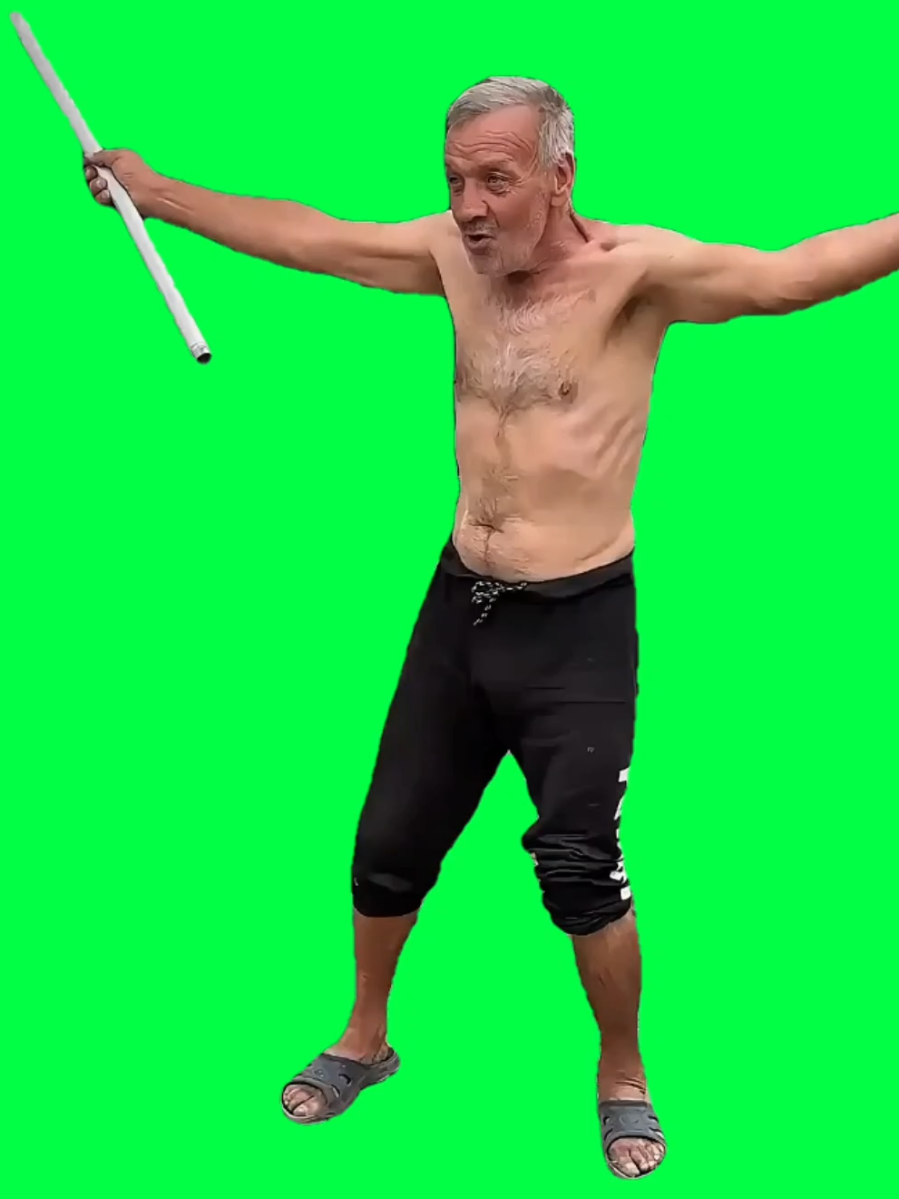 An old man grabs a pole and starts swinging it around like he’s some kind of ninja—ready to show Gen Z he’s still got the skills. Perfect green screen meme template for edits, reactions, or adding your own wild scenarios. #MemeTemplate #GreenScreen #NinjaMoves #OldManEnergy #Grandpa 