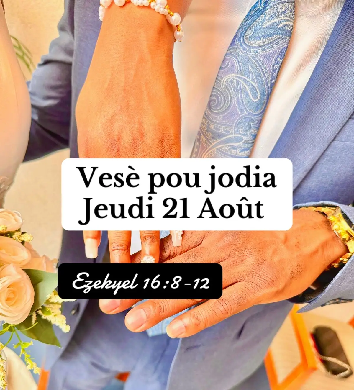 Ezekyèl Ch. 16 8. Mwen fè sèman m'ap toujou renmen ou. Wi, mwen pase kontra maryaj avè ou. Se konsa ou vin madanm mwen. Se Seyè ki sèl mèt la ki di sa. 11. Mwen kouvri ou ak bijou, mwen mete braslè nan ponyèt ou, m' pase bèl chenn nan kou ou. 12. Mwen mete yon grenn zanno nan nen ou, yon pè zanno nan zòrèy ou ak yon bèl kouwòn sou tèt ou. #creatorsearchinsights #maryaj #alyans #mariage 💍 #alliance 