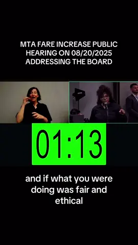 MEETING SEARCH ON YT: MTA Fare Change Public Hearing - 8/20/2025 - 10am  They called my testimony, vulgar, but they did not call anyone’s testimony vulgar who actually cussed them out. We’re not satiating egos— at least I’m not. Make these wealthy bureaucrats uncomfortable because they’re happily pricing vulnerable, poor, working class, and every day New Yorkers out of public transit and lining their pockets.  More hearing dates incoming, please check the MTA site for additional info 🙏🏽  And if anyone behind a private faceless profile feels inclined to argue or DM me crazy messages, save it for someone who cares or your representatives.