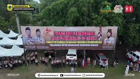 Bupati Bondowoso H. Abdul Hamid Wahid M. Ag, memimpin upacara peringatan hari pramuka ke-64 tahun dengan tema 