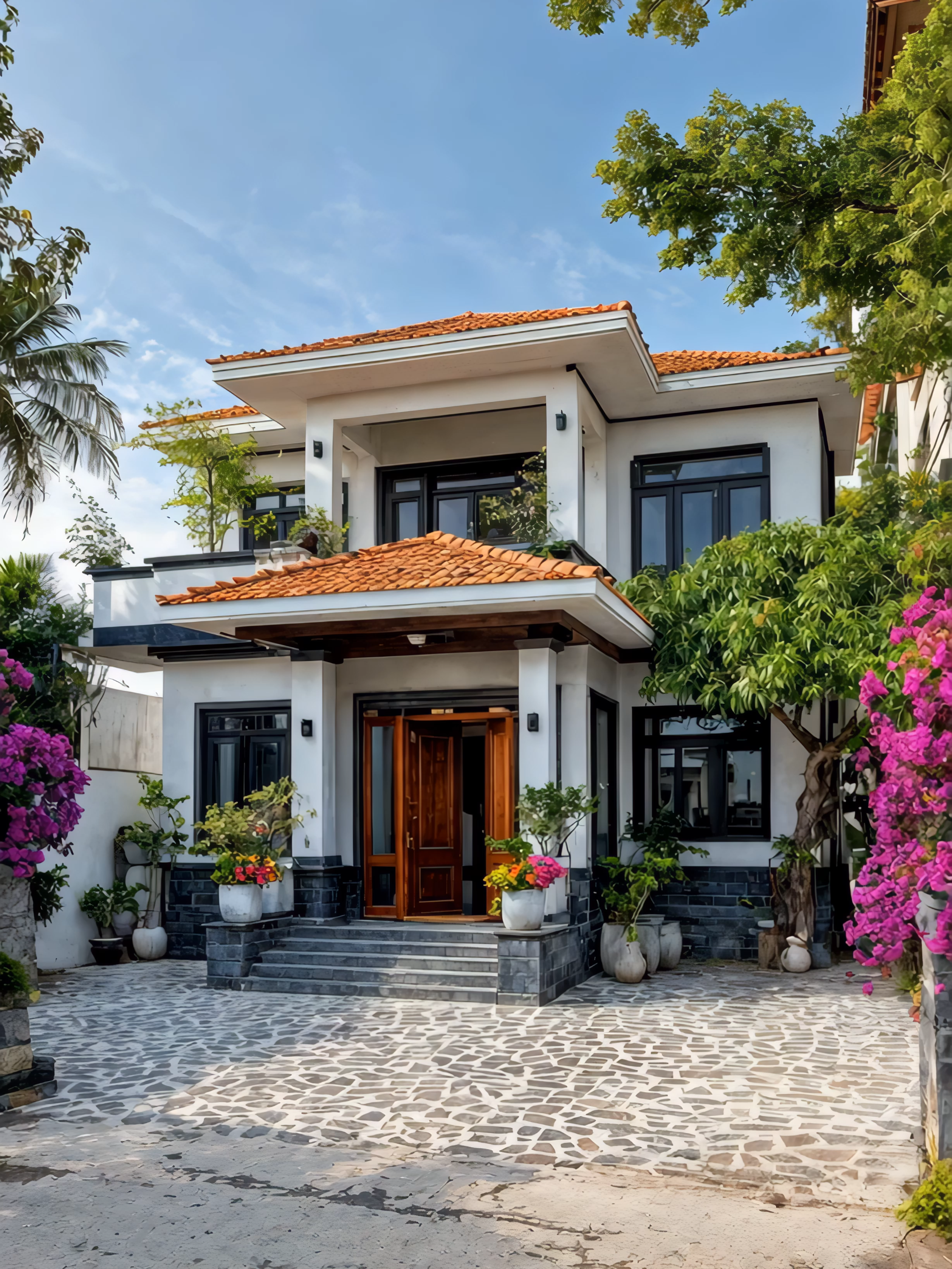 Một ngôi nhà không chỉ để ở, mà còn là nơi để trở về. Căn nhà với mái ngói đỏ truyền thống, hòa cùng màu trắng tinh khôi và sắc xanh thiên nhiên, mang lại cảm giác ấm áp, bình yên nhưng vẫn toát lên vẻ hiện đại, sang trọng. #nhadeptugia #nhamainhat #nhahiendai #nhavuon #nha2tangdep #maunhadep