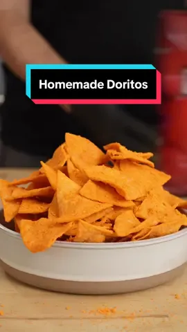 Homemade Doritos! Lowkey these taste better!  Seasoning Blend / Cheese Powder Mix 	•	1 tsp MSG 	•	1 tsp Smoked Paprika 	•	1 tsp Paprika 	•	1.5 tsp Onion Powder 	•	2 tsp Kosher Salt 	•	½ tsp Chili Powder 	•	1 tsp Citric Acid 	•	½ cup Cheddar Cheese Powder 	•	1 Tbsp White Cheddar Cheese Powder Tortilla Chips Fry white corn tortillas cut into triangles at 275F till bubbles subside and chips are crispy. #EasyRecipe #EasyRecipes #foodhacks #homemade #homemadefood 