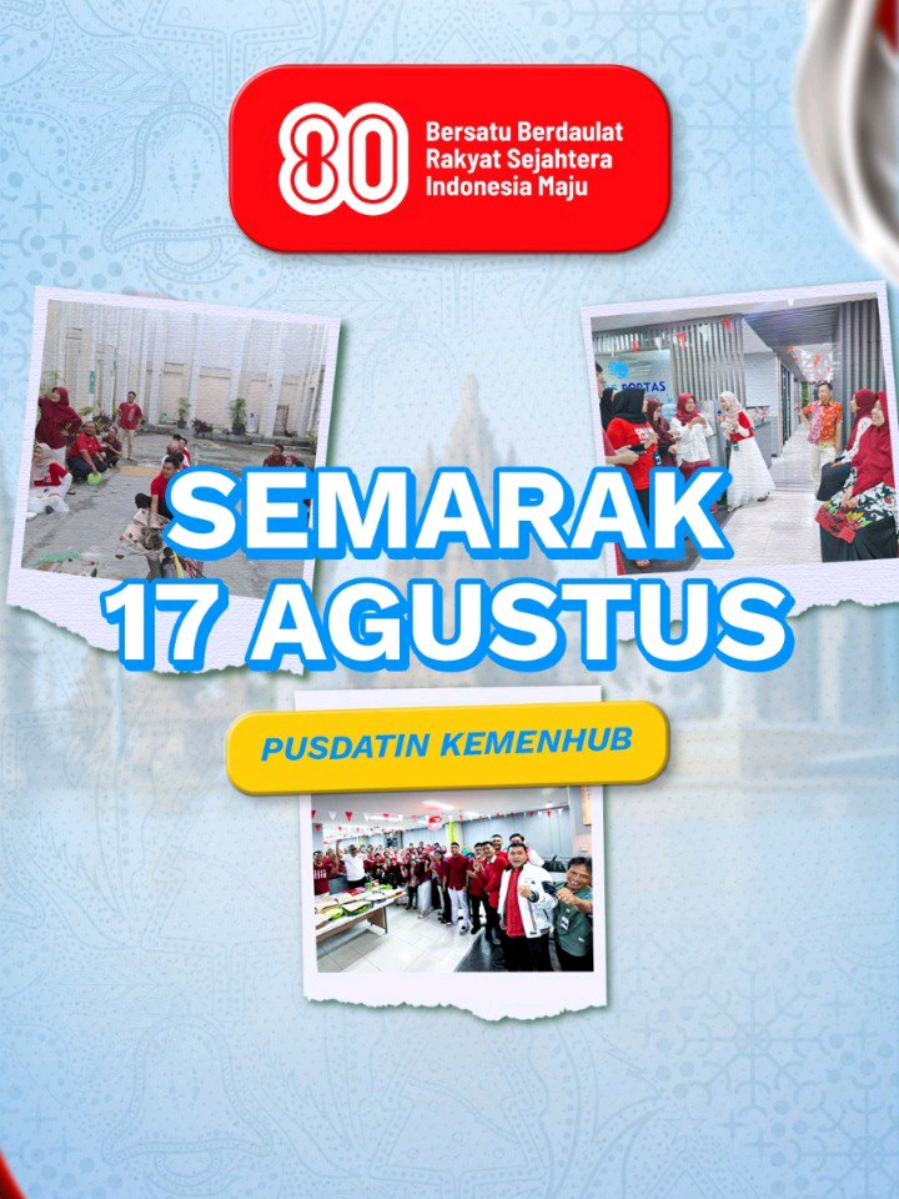🇮🇩✨ Semarak 17 Agustus di Pusdatin Kemenhub! ✨🇮🇩 Dalam rangka memperingati HUT RI ke-80, Pusdatin Kemenhub menggelar berbagai lomba penuh keceriaan dan kebersamaan: 🥢 Lomba makan kerupuk 🎈 Lomba kereta balon  💸Lomba serok uang 📝 Lomba tebak kata 🥄 Lomba memindahkan tepung Tak hanya sekadar lomba, tapi juga jadi ajang mempererat kekompakan, kebersamaan, dan semangat kemerdekaan di lingkungan kerja. 🔥 Merdeka! 🔥 #HUTRI80 #DirgahayuRI #PusdatinKemenhub #Kemenhub #SemangatKemerdekaan