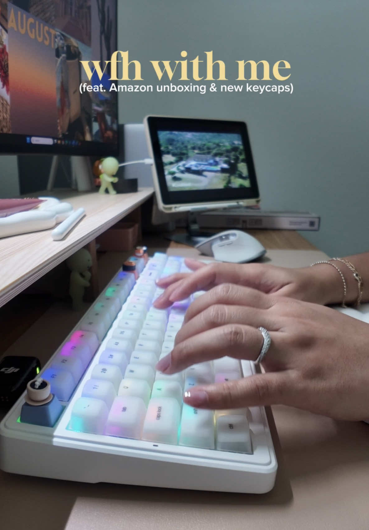 Is it Friday yet?! It has been a week you guys! I honestly should not even be busy at this time of the month! 🤔🫠 2 more days! Let’s push through! 💪🏼 How’s your week been going? ✨Keyboard: @Aula F99 with @Epomaker Keyboard sea salt switches and AegisSil silicone keycaps in white (🔗 in bio) ✨ Camera: Osmo Pocket 4 from @DJI Osmo  ✨🤓: @DIFF Charitable Eyewear in Bella style ✨iPad stand: 🔗 link in my bio through my Amazon storefront #fyp #Vlog #wfh #wfhvlog #creatorsearchinsights  Work from home, wfh vlog, remote work, cozy vibes, cozy at home, moms of TikTok, productivity, asmr, asmr typing, Amazon, keyboard, diff eyewear, Epomaker keyboard, Aula f99