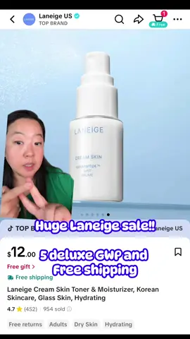5 free Laneige GWP items with FREE shipping for a limited time!! #laneige #laneigecreamskintoner #koreanskincare #koreanskincareproducts #tiktokshopcreatorpicks @laneige_us   