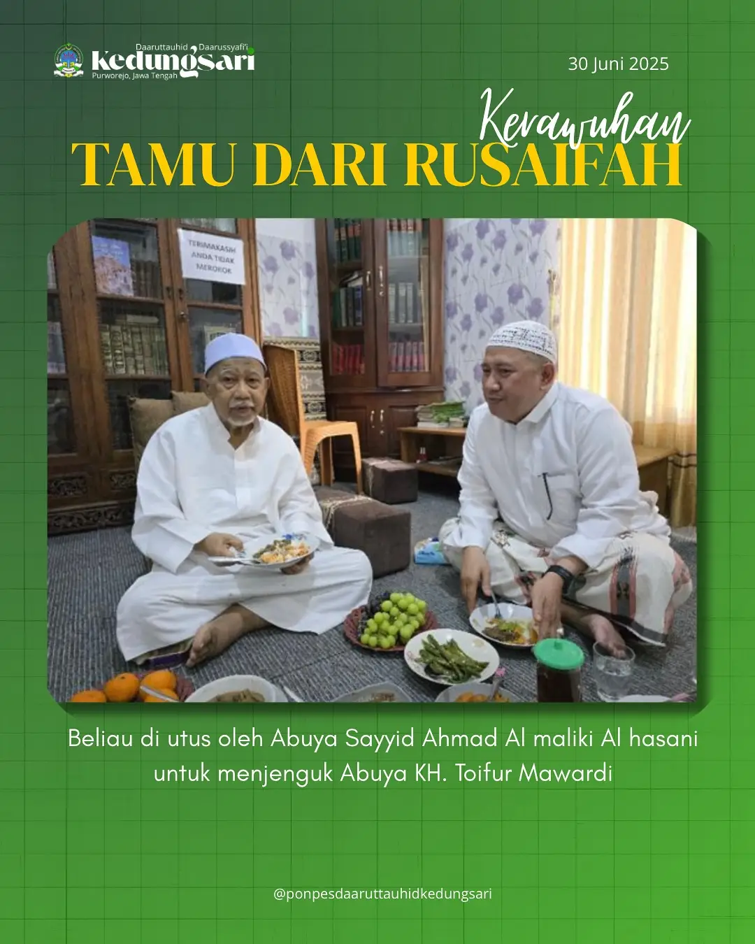 beliau di utus oleh Abuya Sayyid Ahmad Al Maliki Al Hasani untuk menjenguk Abuya thoifur Mawardi pengasuh pondok pesantren Darut tauhid Kedungsari Purworejo 🤍#abuya #ppdaruttauhidkedungsari  #abuyathoifurmawardi  #ulama#ulamakharismatik 