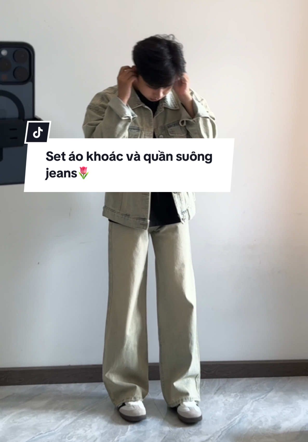 Set áo khoác và quần suông jean #fyp #outfit #Reform 