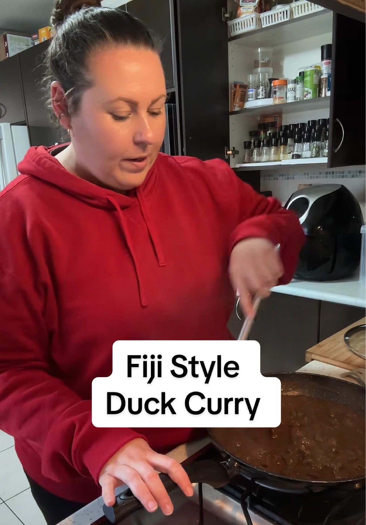 Quick version of Fiji style duck curry. Ingredients 4 Duck Breasts with Skin On 1 Brown Onion Sliced 5 Cloves Garlic Pounded 5-10 Curry Leaves Fresh or Dried 1 Teaspoon Cumin Seeds 1 Teaspoon Mustard Seeds 1/4 Teaspoon Fenugreek Seeds 4 Green Cardamom Pods Red Chillis to Taste 1 Teaspoon Turmeric Powder 1 Teaspoon Garam Masala 1 Tablespoon Meat Masala 1/2 Teaspoon Ground Cardamom Salt Reduced Chicken Stock Cube Salt to Taste Water as Needed Corriander to Finish Method Remove skin from duck breasts & dice breast meat. Render down duck skin in hot pan, remove skin from pan, add in curry leaves, allow them to sizzle then add in cumin, mustard & fenugreek seeds along with green cardamom pods. Sauté for a minute til fragrant then add onions allow onions to soften then add in garlic, cook garlic until raw smell has dissipated. Then add in chill, fry til fragrant. Then add in turmeric, garam masala & meat masala as well as chicken stock cube. Sauté til spices are fragrant then add in your duck meat. Allow duck meat to brown on all sides then add in salt, and boiling water. Just enough to cover the meat. Cover with a lid and simmer on low for 45mins. Taking the lid off for the last 5-10 minutes to allow the sauce to thicken. Finish with fresh coriander (or frozen) mix in and serve with rice or roti. Store in an airtight container for up to 3 days or freeze for up to 3 months #fijistyle #duckcurry #fiji #fijistylecooking #curryrecipe 