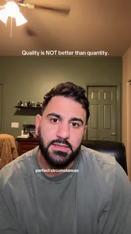 Don’t let your mind fool you. Quantity is required to reach quality. You can’t just sit around waiting for perfection without actually having something to perfect. #manifestation #selfsabotage #anxietyrelief #therapytiktok 