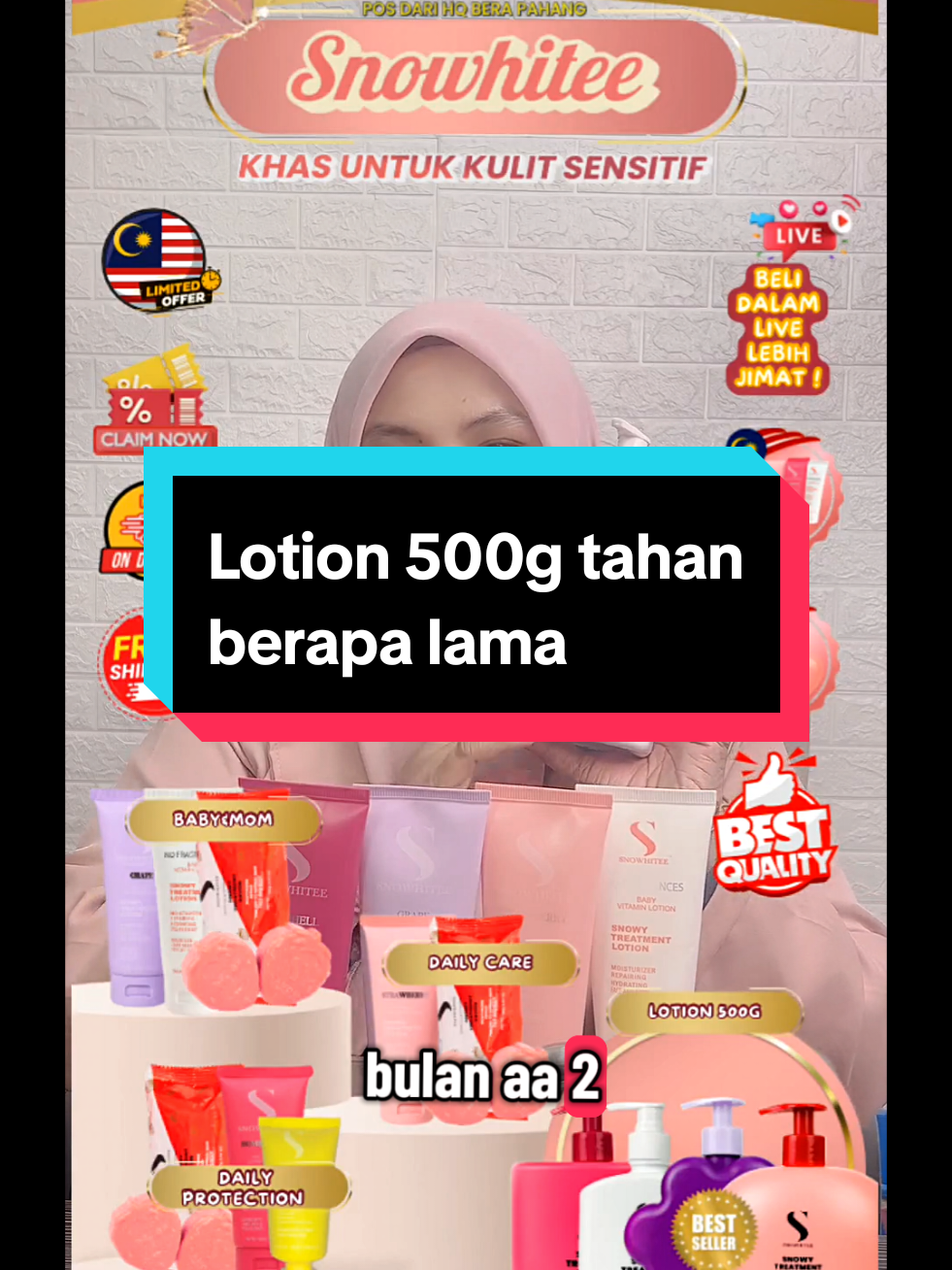 Lotion 500g tahan berapa lama? #anowhiteehq #localproduct #luluskkm #kulitsensitif #kulitkering 
