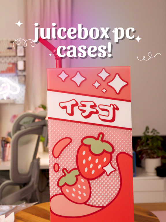 I couldn't decide which flavor to get... so I got 3!! Which one should I build in, and which one would you guys want me to give away? 👀👀 @ironsidecomputers cooked with these, the print looks SO high quality and the front glass has almost a 3D layered effect 😩❤️  #gaming #kawaiiaesthetic #pcbuild #girlgamer #tech