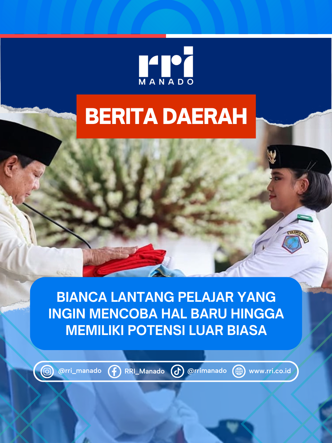 Harumkan nama daerah di panggung nasional, guru dan senior sebut Bianca Lantang pelajar yang ingin mencoba hal baru hingga memiliki potensi luar biasa #paskibraka #paskibrakaindonesia #nasional #pelajar #indonesia #rrimanado #rridigital