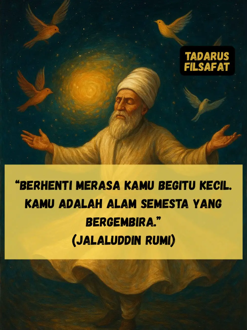 Jangan pernah meremehkan dirimu sendiri. Di balik segala rapuh dan luka, ada kekuatan semesta yang bernafas melalui dirimu. Engkau bukan debu yang tersapu angin, melainkan bagian dari harmoni kosmos yang tak tergantikan. Ingatlah, setiap senyummu, setiap langkahmu, adalah gema dari kehidupan yang agung. Engkau jauh lebih berharga daripada yang kau bayangkan.