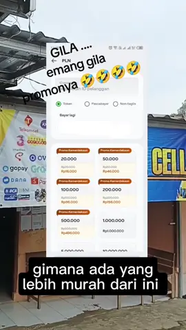 🤭 hayu pada beli token dong mumpung cuan nya lumayan 🤣🤣🤣 jual 20rb aja masih ada cuannya ya kan 🤭🤭🤭🤭 #tokenlistrik #promokemerdekaan #promogopay 
