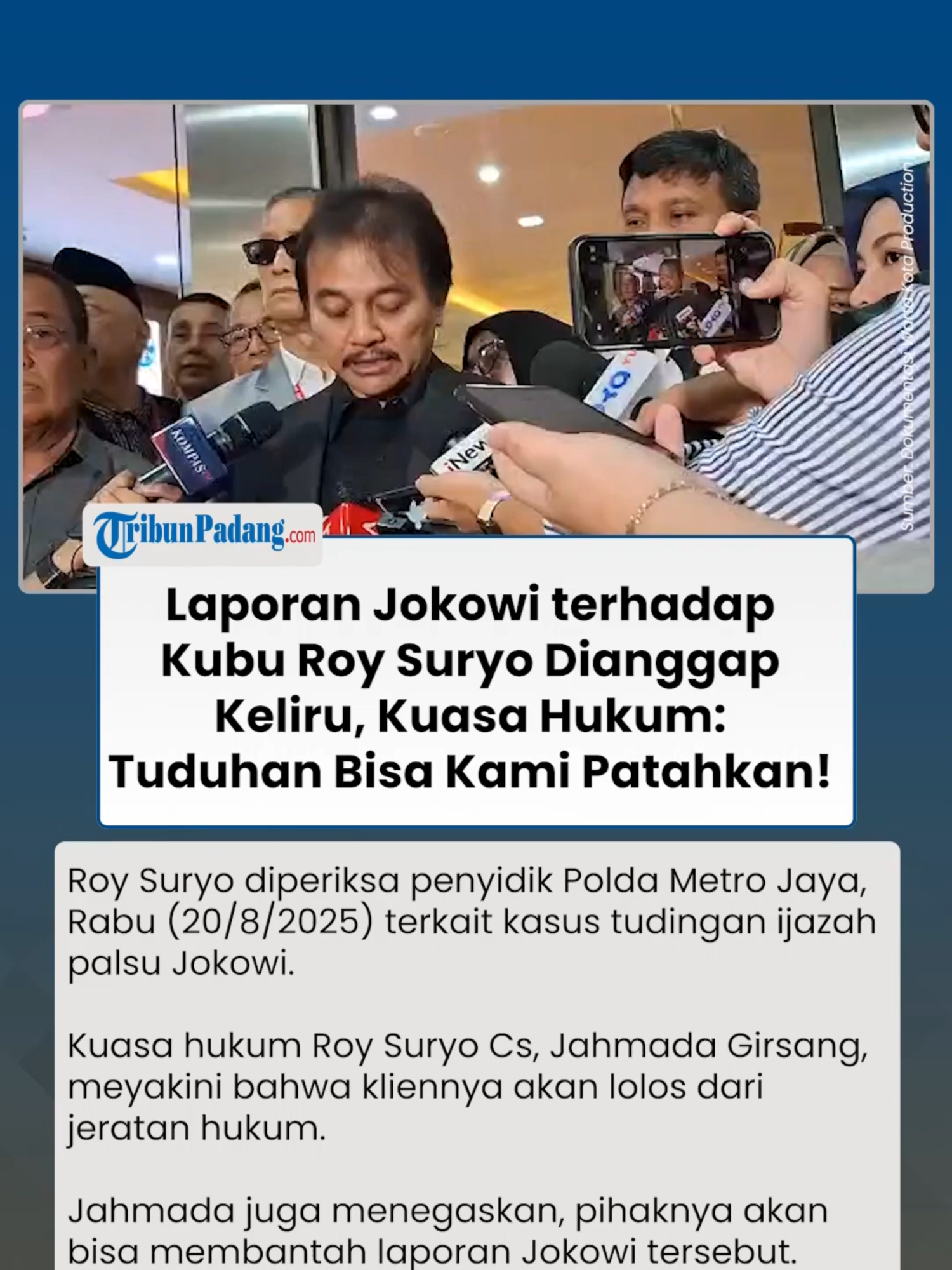 Berani Lawan Balik! Kuasa Hukum Sebut Laporan Jokowi ke Roy Suryo Keliru dan Mudah Dipatahkan! Editor Video: Ilham Bintang Anugerah  Uploader: Wening Cahya Mahardika #roysuryo #jokowi #ijazahjokowi #ijazahpalsu