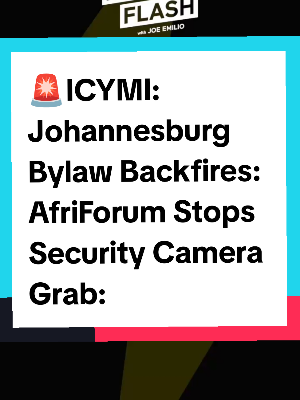 🚨ICYMI: Johannesburg Bylaw Backfires: AfriForum Stops Security Camera Grab: https://youtu.be/mPKL8LCCvsI #SouthAfrica #TiktokSouthAfrica🇿🇦 #tiktokSA #joeemilio #voetsekANC #FYP #foryou #Tiktoksa #Politics #NewsFlash 