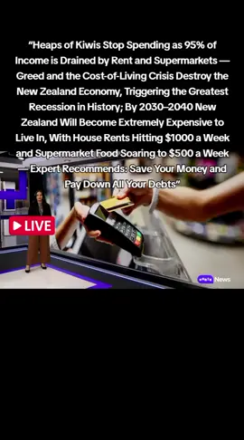 “Heaps of Kiwis Stop Spending as 95% of Income is Drained by Rent and Supermarkets — Greed and the Cost-of-Living Crisis Destroy the New Zealand Economy, Triggering the Greatest Recession in History; By 2030–2040 New Zealand Will Become Extremely Expensive to Live In, With House Rents Hitting $1000 a Week and Supermarket Food Soaring to $500 a Week — Expert Recommends: Save Your Money and Pay Down All Your Debts”  #NZ 