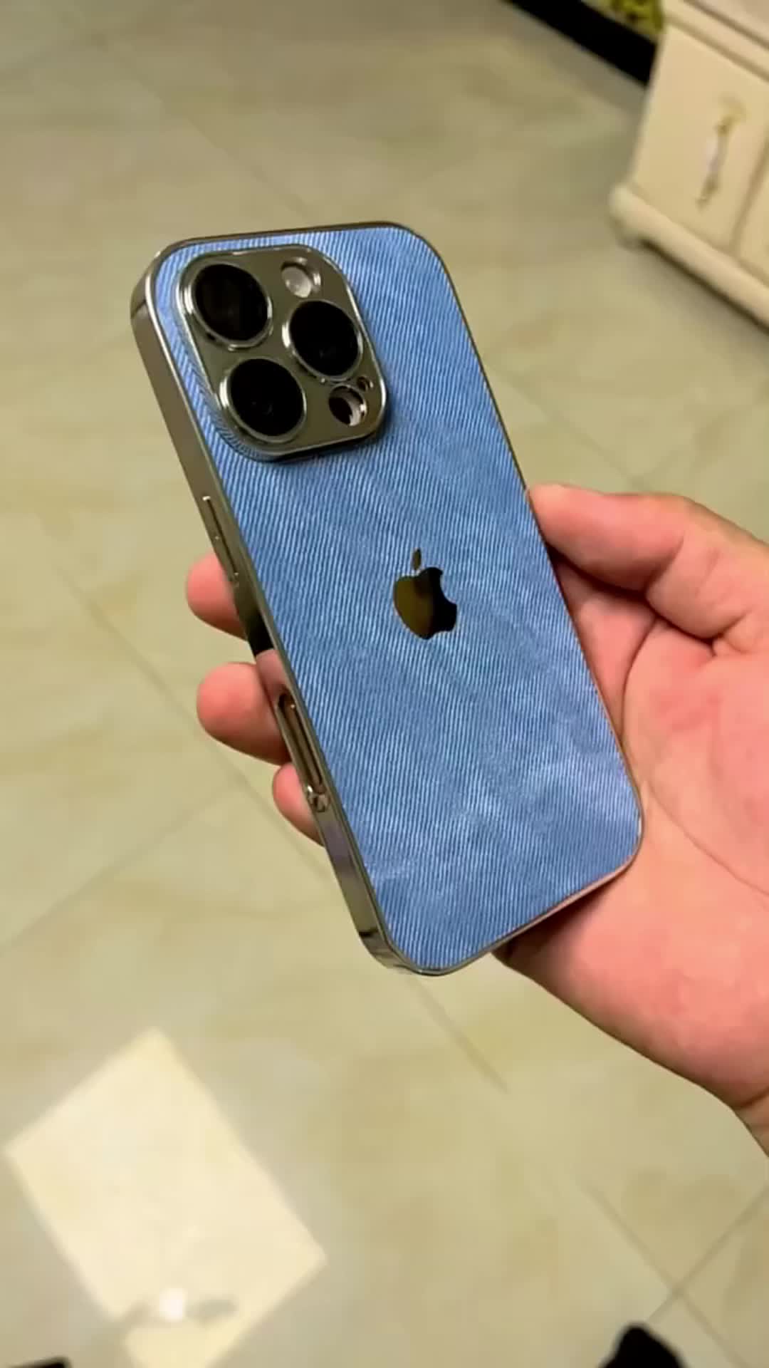 Hot Selling Electroplated Denim Leather Phone Case with Logo 