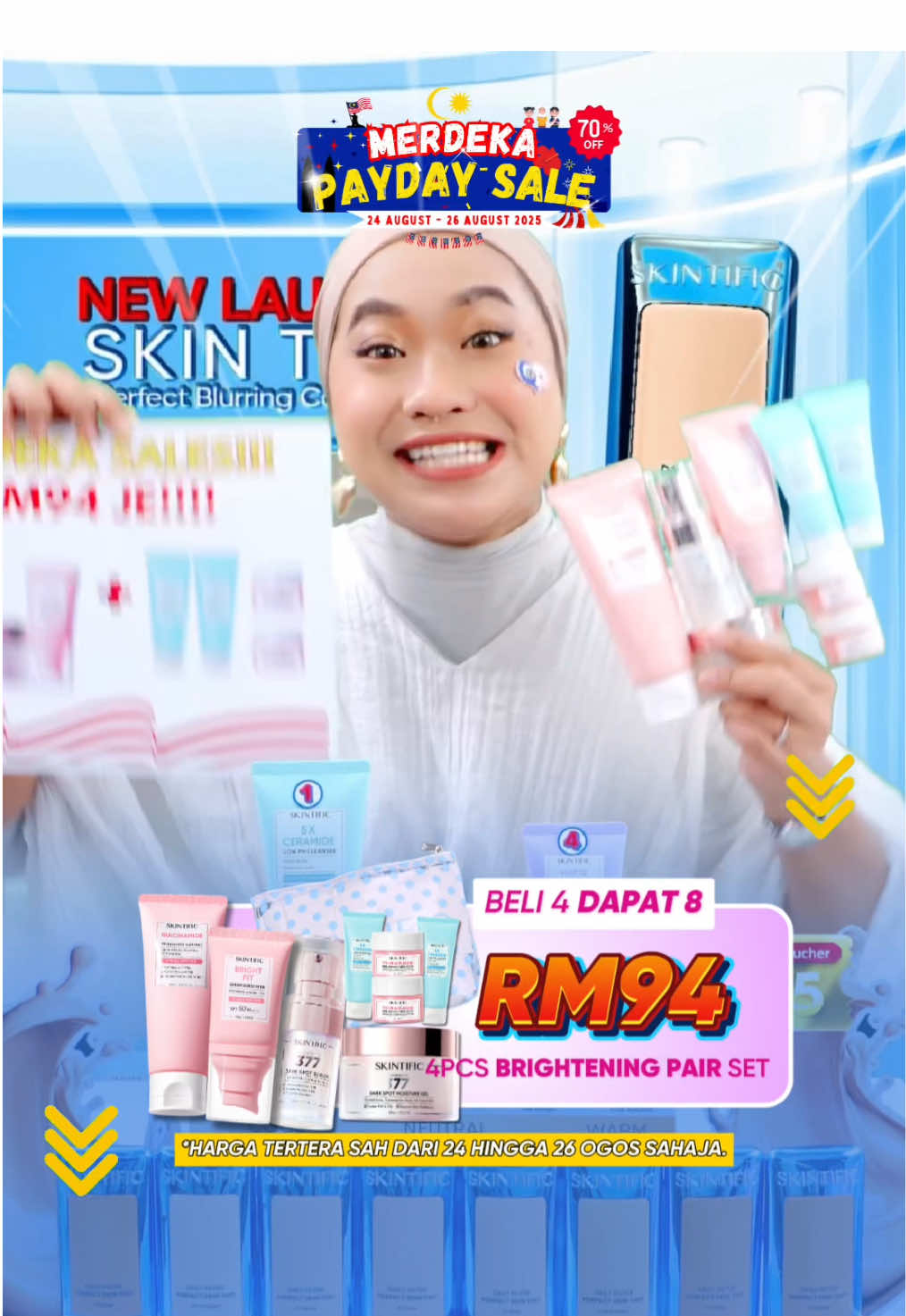 ❗️❤️SKINTIFIC MERDEKA PAYDAY SALE🇲🇾❗️ Tak melekit, cepat serap, hasil dia? No comment, Sis lurveee ❤️😍 Don’t wait any longer grab yours now! 💙 Nak lebih banyak voucher terjah Skintific’s Tiktok live skrg ! 💙 #skintific #skintificglow #skintificmalaysia #GlowUp 