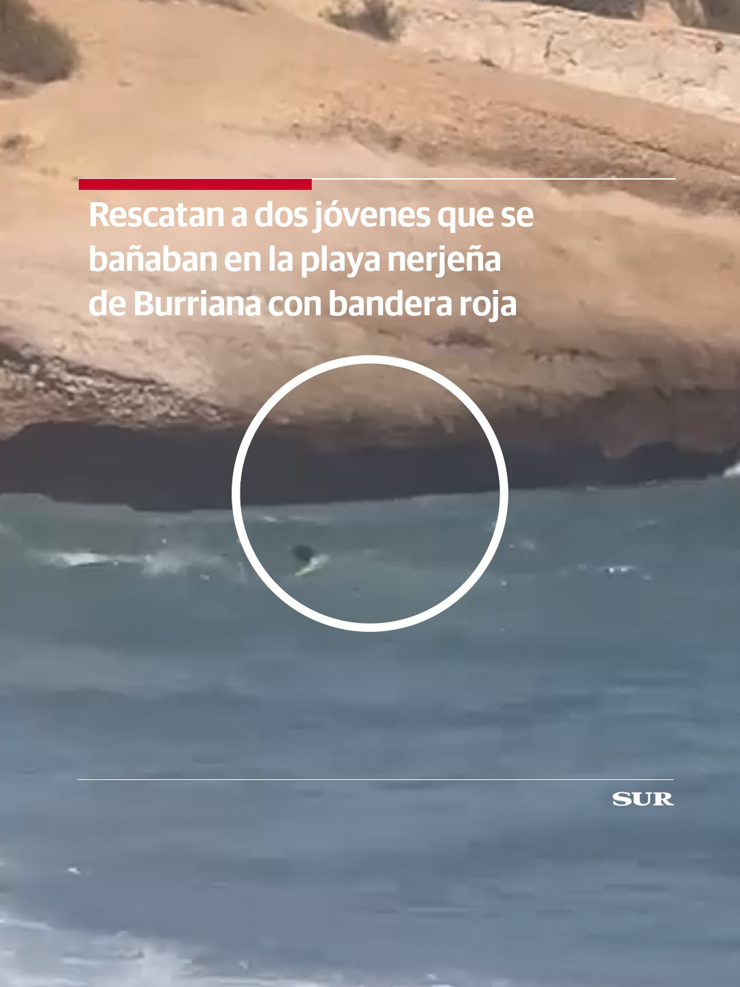 Rescatan a dos jóvenes que se bañaban en la playa nerjeña de #Burriana con bandera roja. Los socorristas consiguieron poner a salvo a los nadadores tras adentrarse en el extremo más oriental del litoral, junto a la cala del Lobo Marino. ✍ locuenta_ Eugenio Cabezas ➡ más en SUR.es
