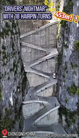 453 meters. 18 hairpin turns. Lingpaishi Zigzag Road in SW China’s #Chongqing went viral as “#drivers ’ #nightmare .”But for the 137 residents of Minzhu village, it’s been the road to school, hospital, and hope since 2012. Before it was built, villagers had no choice but to climb steep, dangerous mountain trails. #Chinatravel #likechina