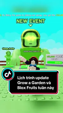 Lịch trình update Grow a Garden và Blox Fruits tuần này #roblox #growagarden #bloxfruits 