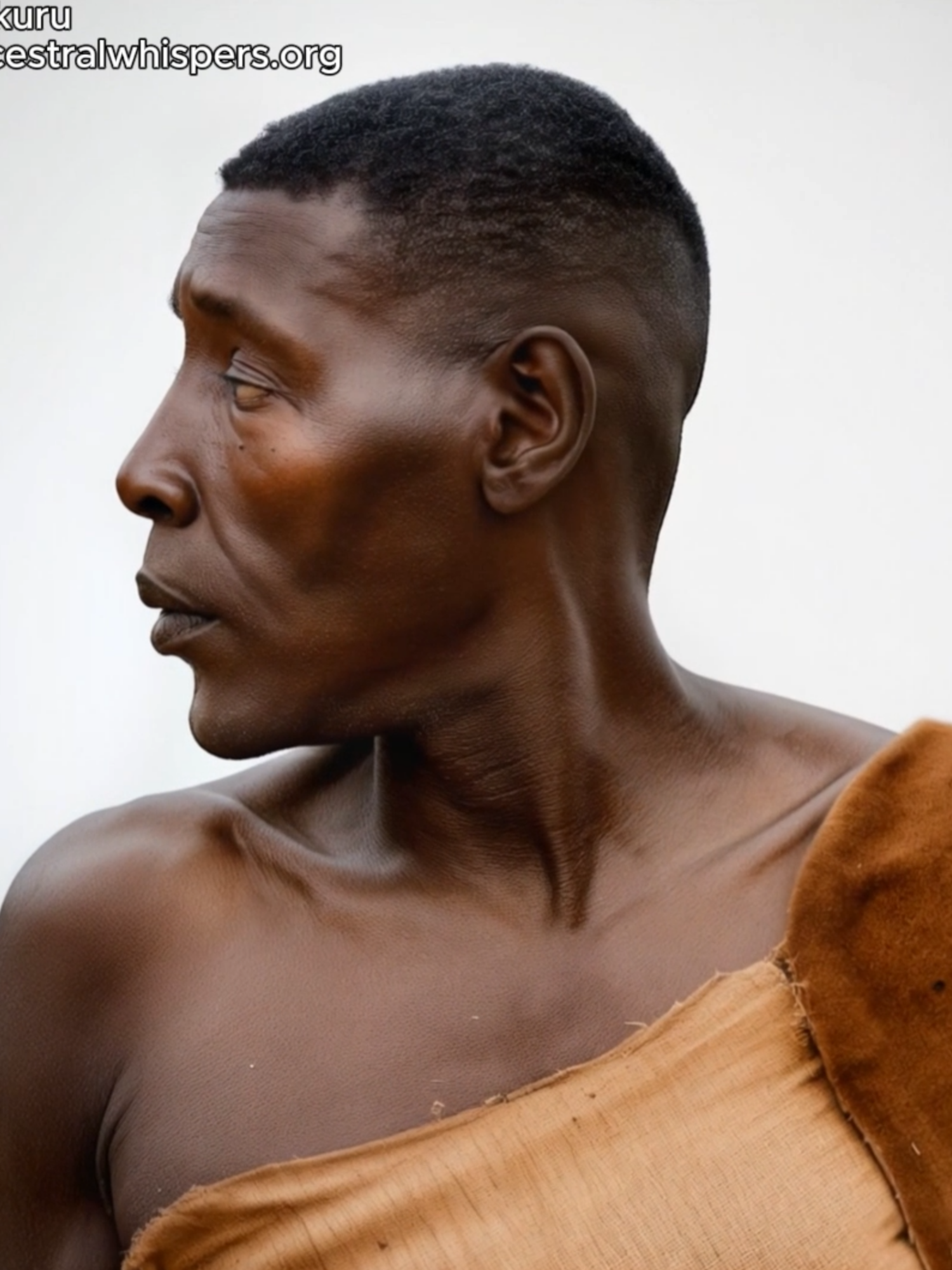Facial reconstruction of a Kenya Pastoral Neolithic man The Pastoral Neolithic period lasted from about 5,000 to 1,200 years ago. Genetically, the people of this period represent a population with predominant Cushitic ancestry, forming a major component of East African autosomal heritage. The skull of Nakuru IX is long, low, and very narrow (hyperdolichocranic), with a medium cranial length of 187 mm, a very small cranial width of 125 mm, and a large cheek breadth of 138 mm. The forehead is convex, the occiput rounded and projecting backward, and the face high and broad. The cheekbones project laterally but remain well profiled in the horizontal plane. The orbits are tall, wide, and nearly square, with a broad interorbital distance. The nose is high and wide (mesorrhine), with long, straight, arched nasal bones and a nasal width of 29 mm. The nasal projection is pronounced, and the upper jaw is nearly vertical with a deep, broad palate. The mandible is strong, with a defined chin and well-developed angles. #phenotype #ancientdna #anthropology #skull #kenya #pastoralneolithic