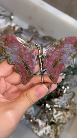 Ocean jasper butterfly 🦋 #crystals #fadkeys #carving #butterfly #jasper 