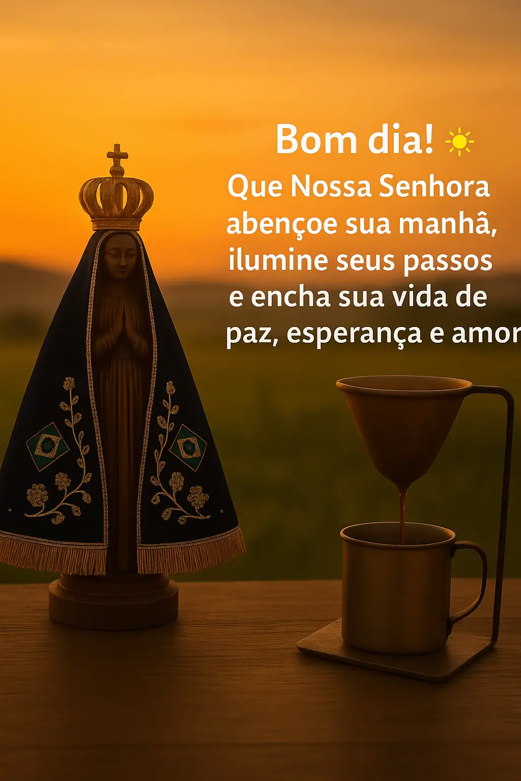 Bom dia! 🌞 Que Nossa Senhora abençoe sua manhã, ilumine seus passos e encha sua vida de paz, esperança e amor. #catolicos #nossasenhora #igreja 