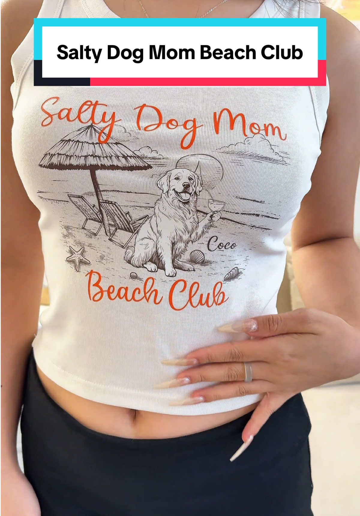 Keep the summer vibes alive with your furry friend at the beach club! 🐶☀️ #macorner #croptanktop #beachclub #saltydogmom #summerwithpets
